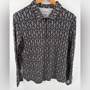 Icikuls women’s mosaic print vented mesh 1/4 zip long sleeve top size XL